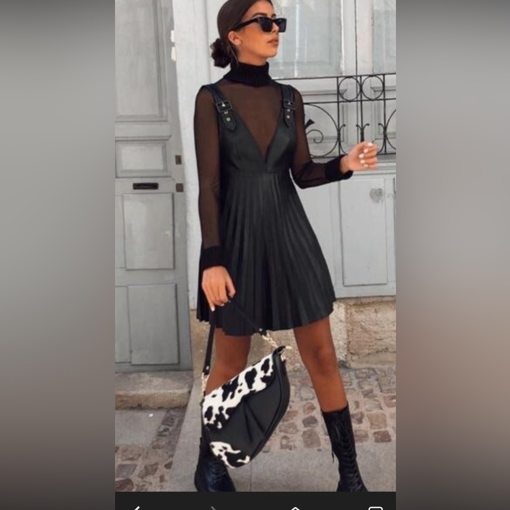 Zara pleated faux leather dress
